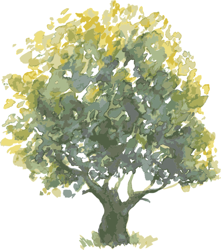 Ett stort målat träd som symbol för personlig utveckling. Ledarcoaching, att växa som människa och ett partnerskap över tid.